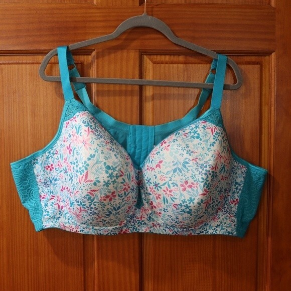 Comfort Choice Blue & White Floral Bra Wireless 54G - Picture 2 of 10